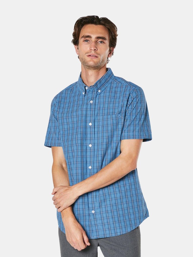 Maine Mens Berg Check Shirt (Blue) - Blue