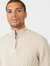 Maine Mens Cable Cotton Half Zip Sweater (Stone)