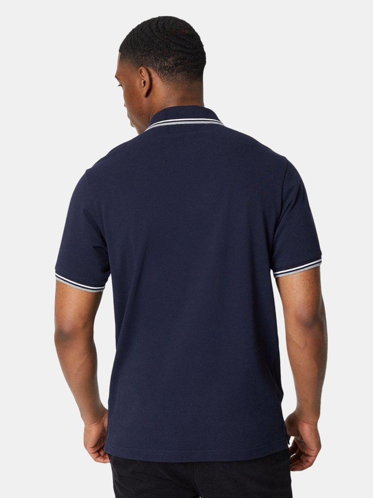 Maine Mens Tipped Cotton Polo Shirt (Pack of 2) (White/Navy)