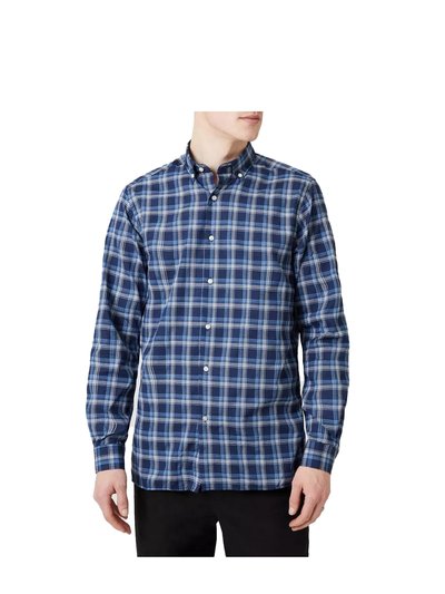 Maine Mens Classic Double Checked Long-Sleeved Shirt - Blue product