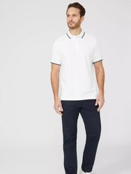 Mens Pique Tipped Polo Shirt - White