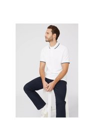 Mens Pique Tipped Polo Shirt - White