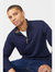 Mens Premium Cotton Funnel Neck Sweater - Navy