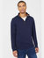 Mens Premium Cotton Funnel Neck Sweater - Navy