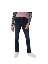 Womens/Ladies 5 Pockets Straight Leg Jeans - Dark Wash