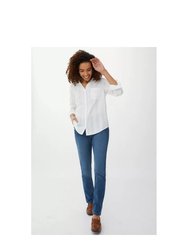 Womens/Ladies 5 Pockets Straight Leg Jeans - Mid Wash