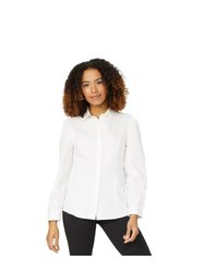 Womens/Ladies Cotton Fitted Shirt - White - White