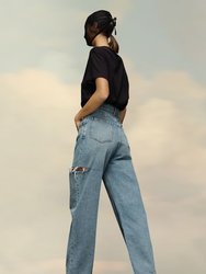 Denim Jeans With Slash Detail