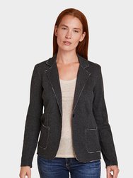 Cotton/Cashmere Double Face One Button Blazer - Anthracite/Gris Chine