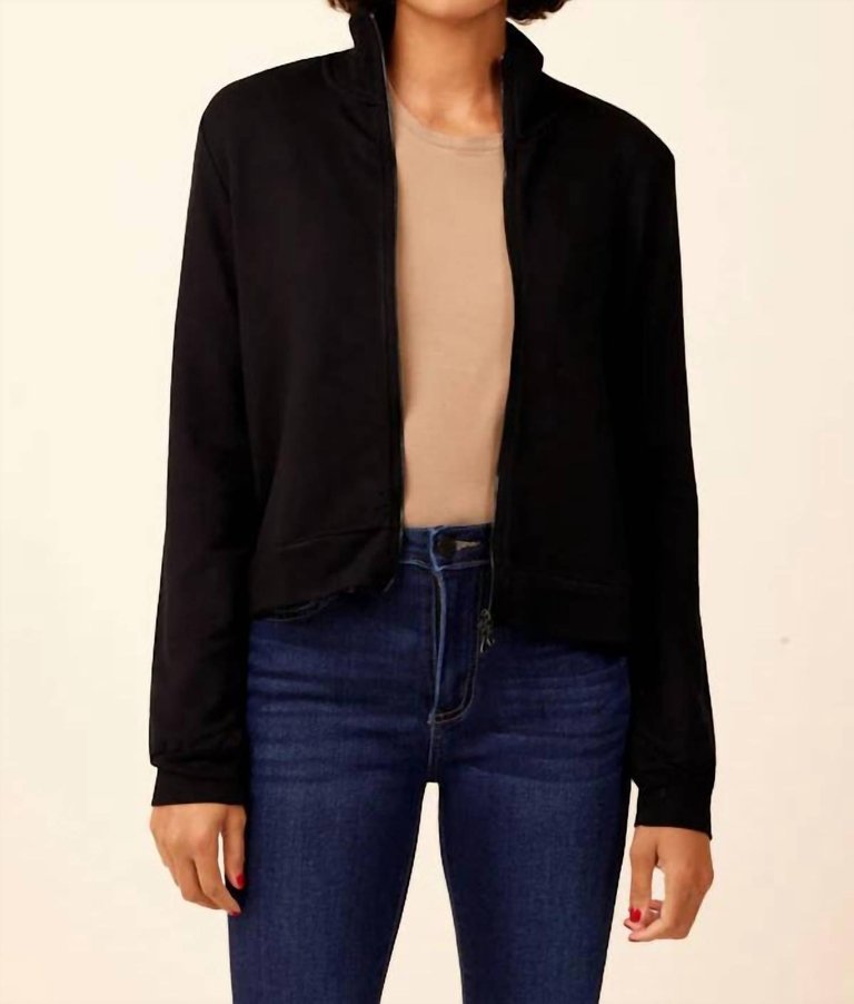French Terry Zip Front Jacket - Noir