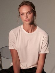 Lyocell Cotton Short Sleeve Semi Relaxed Crewneck T-Shirt - Blanc