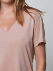 Semi Relaxed V-Neck Top - Rose