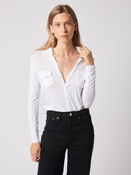 Soft Touch Long Sleeve Pocket Shirt - BLANC