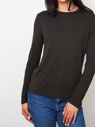Soft Touch Long Sleeve Semi Relaxed Crew Tee - Coffee