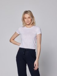 Stretch Linen Short Sleeve Crewneck T-Shirt - Blanc