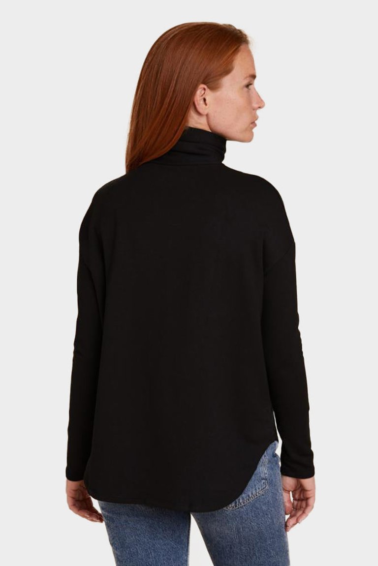 French Terry Semi Relaxed L/S Turtleneck - Chocolat