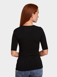 Soft Touch Elbow Sleeve Scoop Neck - Noir