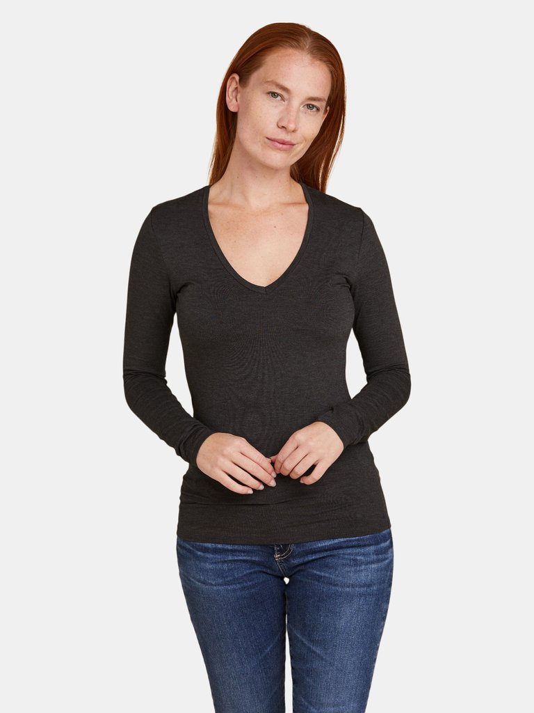 Soft Touch L/S V-Neck Shirt - Anthracite Chine