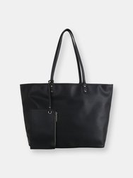 Maeve Reversible Tote with Python Print Interior - Black