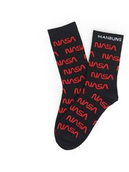 NASA Space Unisex Crew Socks - Black