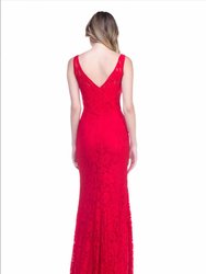 Red Lace Long Dress