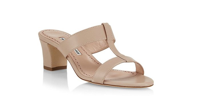 Manolo Blahnik Women Kesbihi 50MM Leather Mules High Heel Sandals Nude - Nude