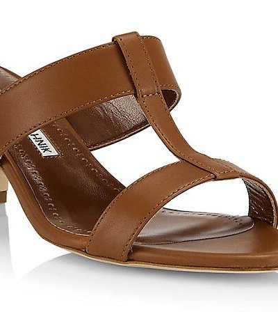 Manolo Blahnik Women Kesbihi 50 Leather Mules Heeled Sandals Brown product