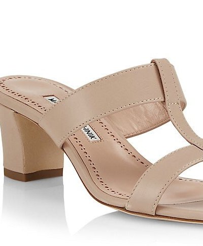 Manolo Blahnik Women Kesbihi 50MM Leather Mules High Heel Sandals Nude product