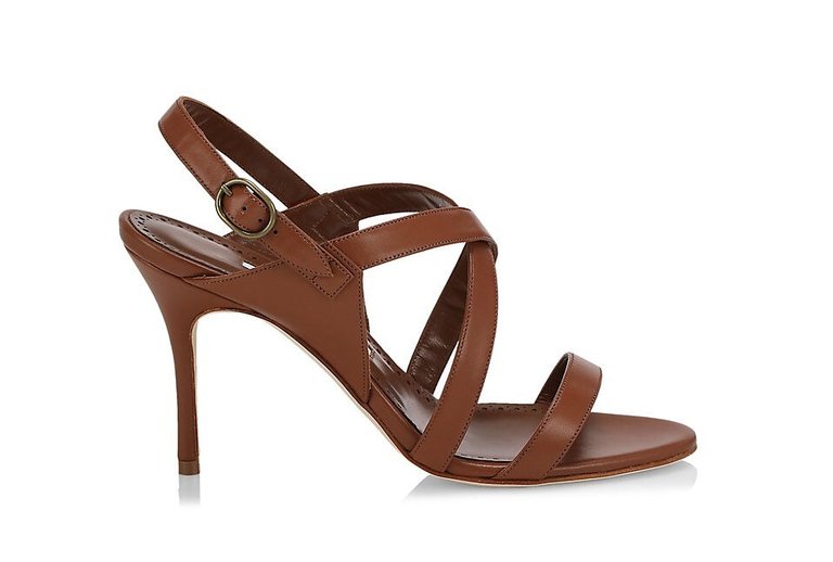 Women Singanu Strappy High Heels Leather Sandals - Brown