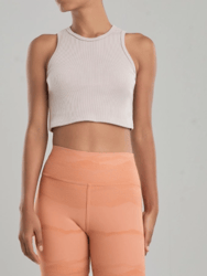 Ribbed Crew Neck Crop Top - Camel - Camel