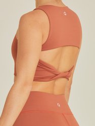 Twisted Open Back Sports Bra - Mocca