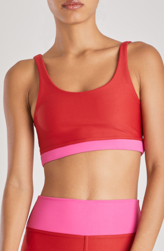 Spanx New Seamless Sculpt Sports Bra Size Small Coral Crossover Back