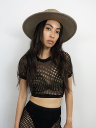 Crochet Short Sleeve Top - Black