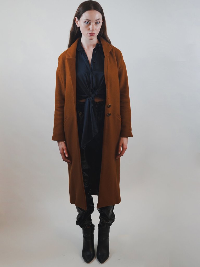 Mission Cashmere Wool Trench Coat - Brown