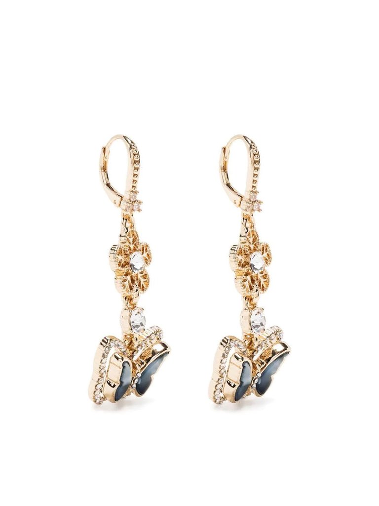 Blue Butterfly Drop Earring - Gold