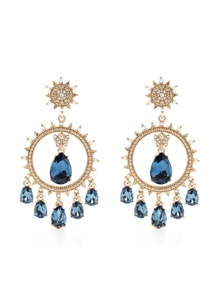 Blue Orbital Chandelier Earring - Gold/Blue