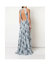 Halter Printed Lurex Chiffon Gown