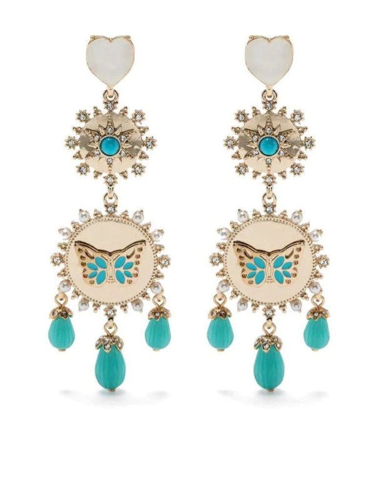 Butterfly Chandelier Earrings - Turquoise