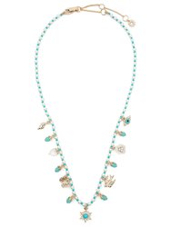 Charm Detail Frontal Necklace - Turquoise