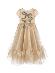 Bow Embellished Organza Gown