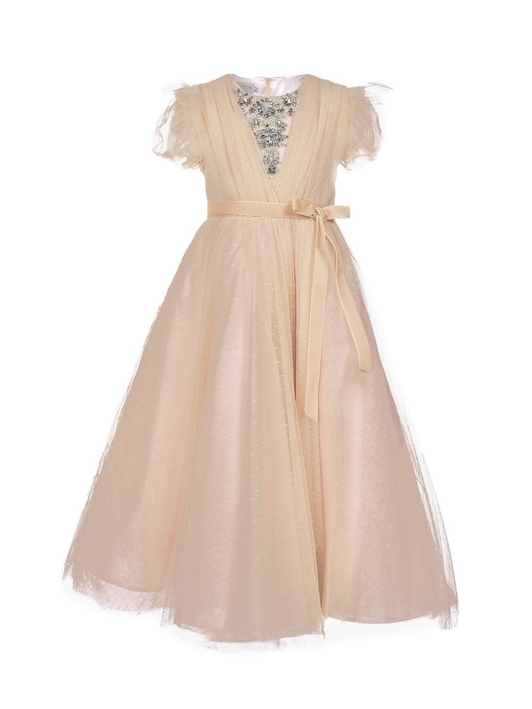 Embellished Plumentis Gown - Beige