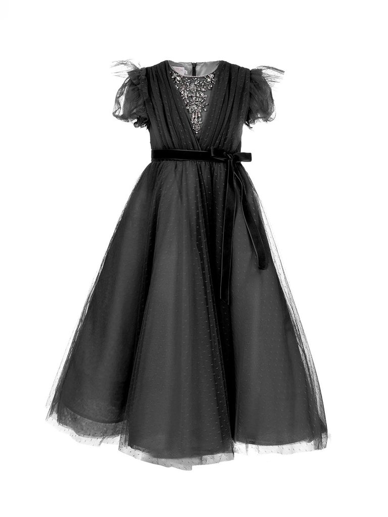 Embellished Plumentis Gown - Black