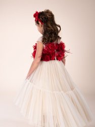 Feathers And Flowers Embellished Gown