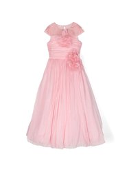 Flower-Embellished Crepe Gown - Pink - Pink
