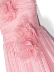 Flower-Embellished Crepe Gown - Pink