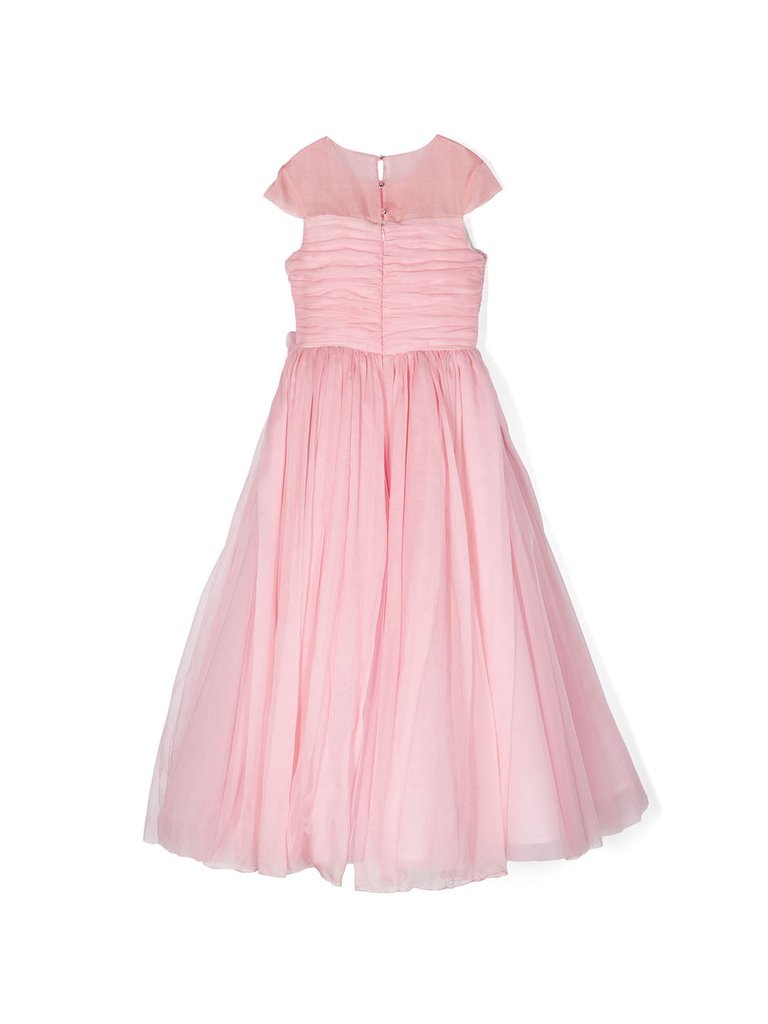 Flower-Embellished Crepe Gown - Pink