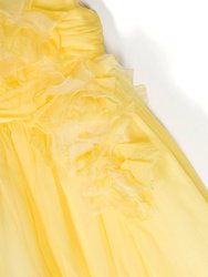 Flower-Embellished Crepe Gown - Yellow