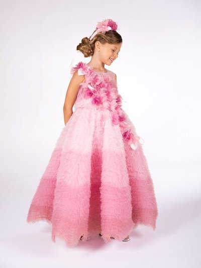 Marchesa Couture Kids Flower Embellished Degradé Tulle Gown product