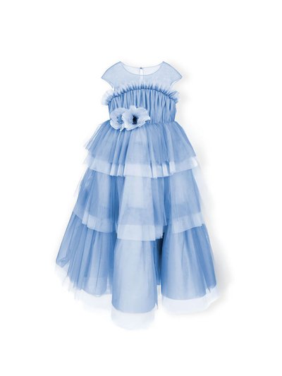 Marchesa Couture Kids Flower-Embellished Tulle Gown - Light Blue product