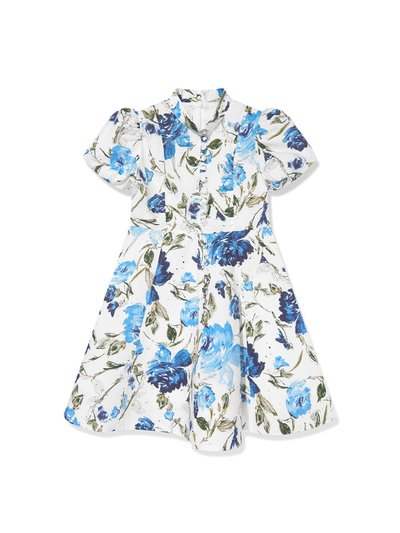 Marchesa Couture Kids Flower-Print Cotton Dress - Blue product